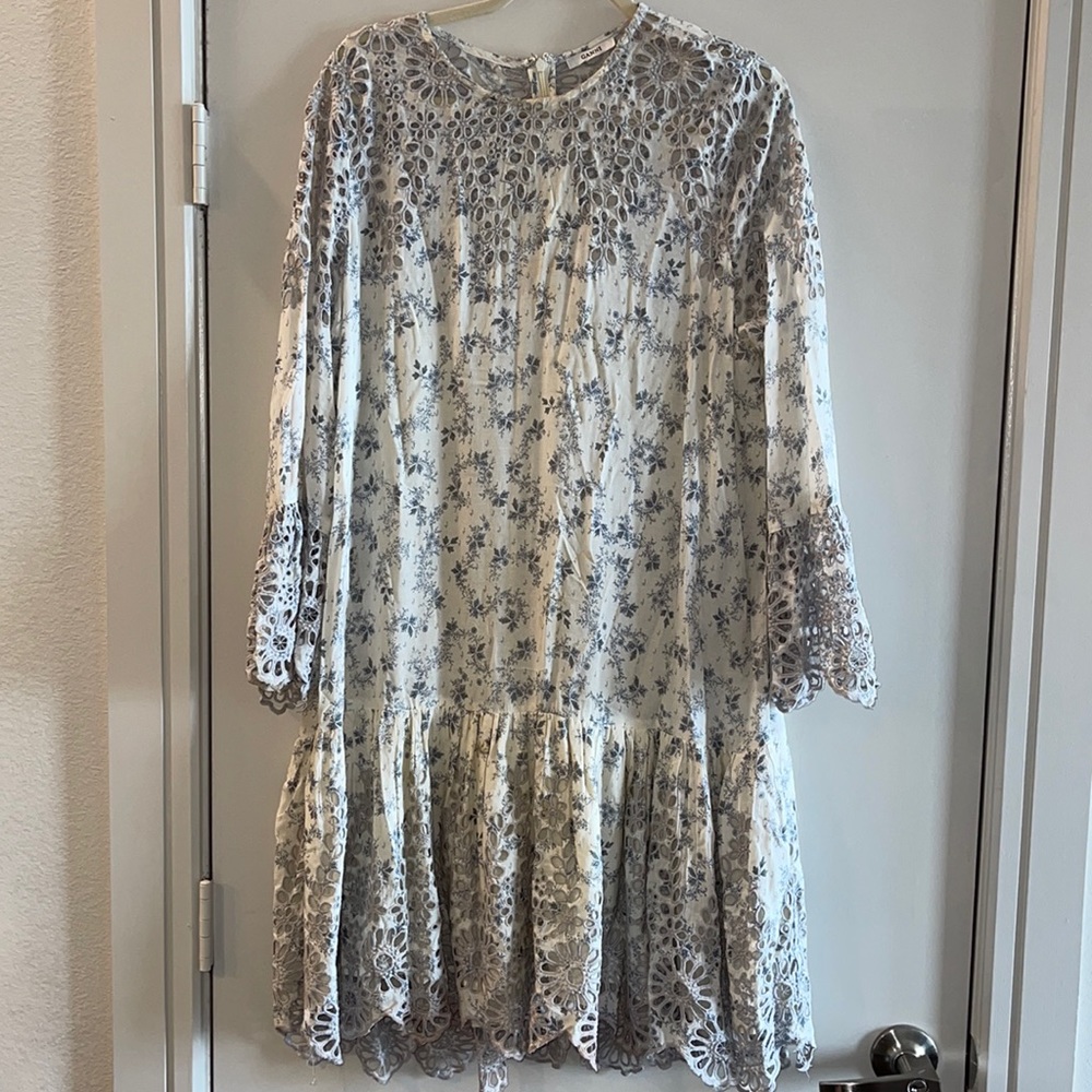 Ganni Grey & White Floral Dress